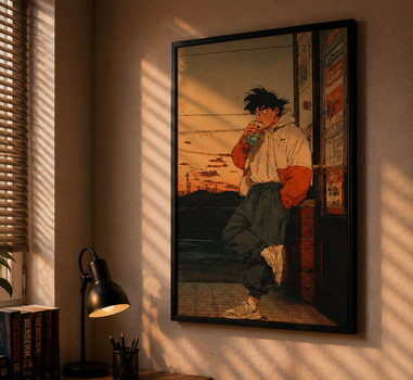 Постер 30х40см у рамці зі склом Sunset Goku Dragon Ball
