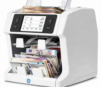 Двухкарманный счётчик купюр Safescan 2985-SC с автоматическим распознаванием валют и номиналов и сортировкой банкнот