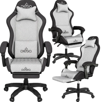 Игровое кресло DIEGO Fabric X Gray Геймерское тканевое кресло для геймеров с регулировкой