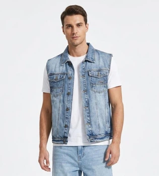 Жилетка джинсовая мужская LONGLI JEANS 4055-1 M голубая