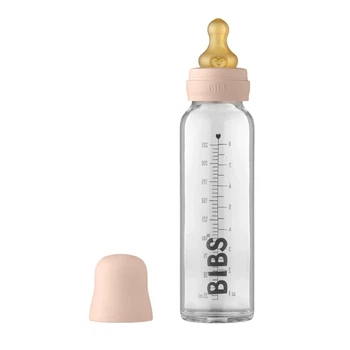 Скляна дитяча пляшечка BIBS Baby Glass Bottle повний комплект Пудра - 240 ml