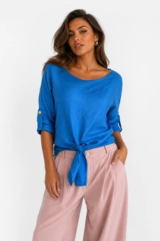Кофта женская однотонная синего цвета Fashion размер 48 (217641)
