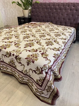 Двухстороннее гобеленовое покрывало-капа 200×220 см. Арианна евро на кровать или диван