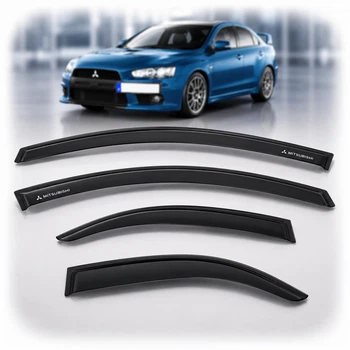 Дефлектори вікон вітровики Mitsubishi Lancer X 2007- Скотч 3M Voron Glass