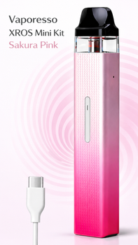 Pod-система Vaporesso XROS Mini Kit Sakura Pink многоразовая электронная сигарета Вапорессо Х-Рос Мини Розавая 1000мАч