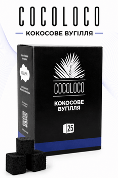 Вугілля кокосове Хмара Коколоко Cocoloco для кальяну з натуральної шкаралупи 72 кубики 1 кг щільна структура