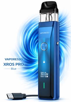 Под-система электронная сигарета Vaporesso XROS PRO подик на 1200 мАч Blue Pod система до 30 Вт 0.6 Ом синяя со сменным картриджем