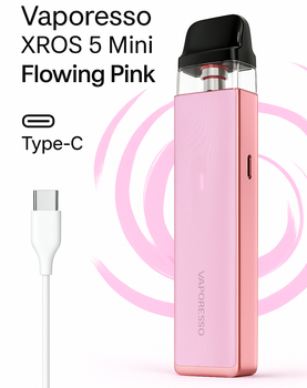 Многоразовая Pod система Vaporesso Xros 5 Flowing Pink электронная под система на 1500мАч Mini многоразка до 30Вт минипод алюминиевый сплав