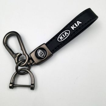 Брелок для ключів авто KIA шкіряний з карабіном та логотипом (Чорний)