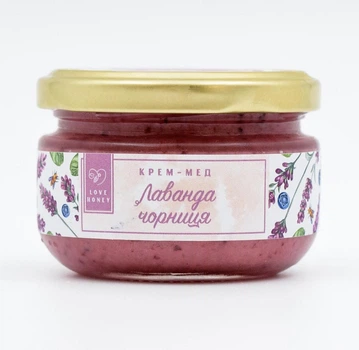 Крем-мед з ягодами чорниці та ефірною олією лаванди LOVE HONEY «Лаванда-Чорниця» 140 г