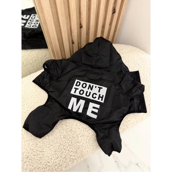 Дощовик для собак чорний з написом DON'T TOUCH ME, водонепроникний комбінезон з капюшоном XL Multibrand 000355500
