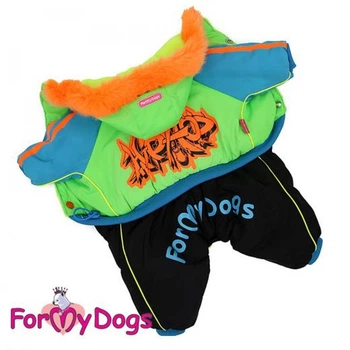 Зимний комбинезон для собак "Граффити" зеленый 8 For My Dogs 000355392