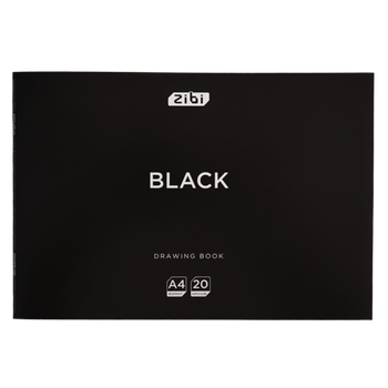 Альбом для малювання BLACK, А4, 20 арк., 120 г/м2, на скобі, чорний, KIDS Line