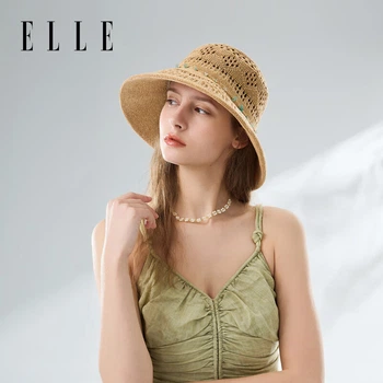 Шляпа соломенная ELLE женская ажурная пляжная из лиоцелла с защитой от солнца