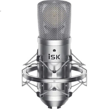 Профессиональный конденсаторный микрофон ISK BM-800 с большой диафрагмой, напряжение 48 В, для мобильных телефонов, компьютеров, звуковых карт, прямых трансляций, пения, крика, записи и озвучивания. В комплекте: звуковая карта, наушники, полный набор.