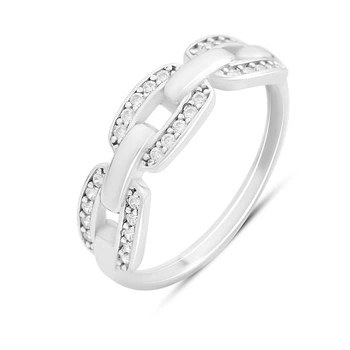 Серебряное кольцо с фианитами, вес изделия 1,74 гр (2200826)