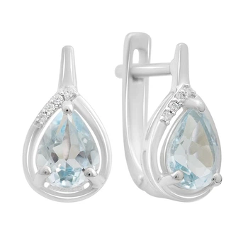 Серебряные серьги с натуральным топазом 2.675ct, фианитами (2212324)