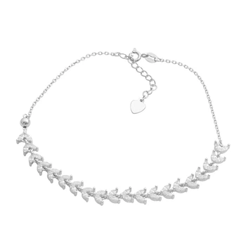 Серебряный браслет на ногу с фианитами, вес изделия 5,88 гр (2211457)