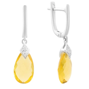 Серебряные серьги с цитрином nano 9.68ct, фианитами (2213154)
