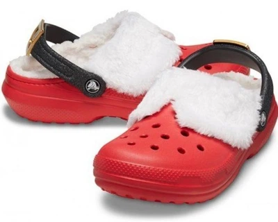 Дитячі крокси для дівчинки Crocs Classic Lined Santa Clog Varsity Red (27/28, червоний)