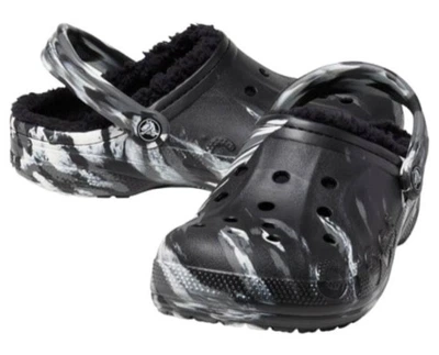 Дитячі крокси для хлопчика Crocs Baya Lined Marbled Clog Black (27/28, чорний)