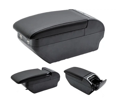 Подлокотник в авто с USB зарядным устройстовом (4 USB) Milex PS-U10004 (30-34x19x12 см) черный с черной нитью