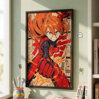 Постер 30х40см у рамці зі склом Asuka Langley Soryu з аніме Evangelion