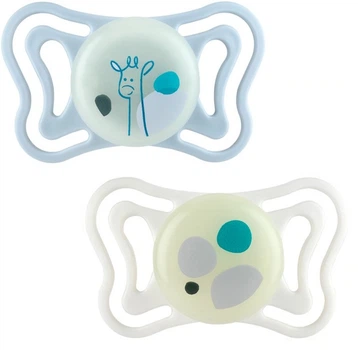 Пустышка Chicco PhysioForma Light силиконовая 2-6 мес с футляром люминесцентная 2 шт (71088.41)