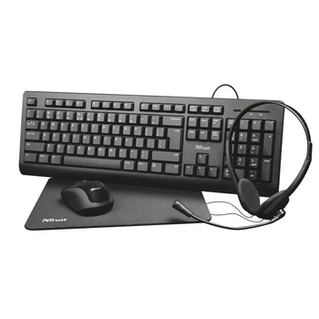 Набор 4-в-1 Trust Primo клавиатура+мышь+наушники+коврик (24260)