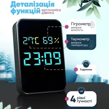 Звонок дверной беспроводной с козырьком из DOORBELL 5615 с часами, термометром и показателем влажности.