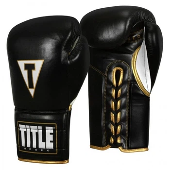 Боксерские перчатки TITLE Boxeo MexicanLeather Lace Training Quatro (18oz) Черные