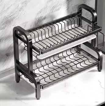 Двухъярусная сушка для посуды Bowl Rack на мойку для тарелок без корзини металл 1001