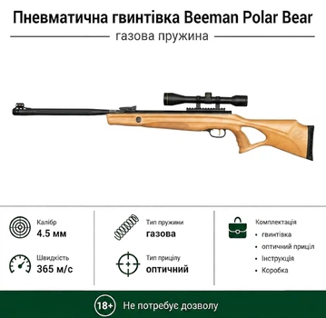 Пневматическая винтовка Beeman Polar Bear с прицелом 4x32 кал.4,5 (10620GP)