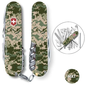 Швейцарский складной нож 91мм Victorinox SWISSCHAMP ARMY Пиксель с крас. лого 1.6795.3.W3941p