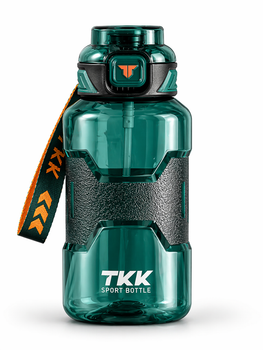 Спортивна пляшка TKK 1500 мл (1.5 л) — Зелена Tritan BPA-free, ударостійка еко-пляшка з антиковзкою вставкою