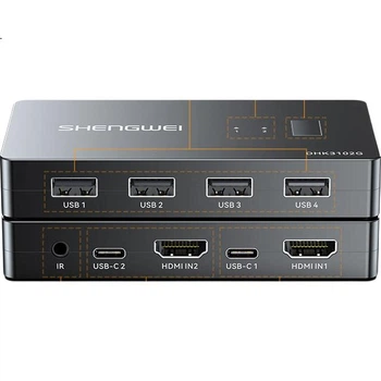 KVM-перемикач Shengwei DHK3102G 2-портовий HDMI 4K @ 60 Гц Чорний