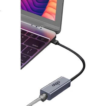 Адаптер Aigo R02P Type-C — RJ45 гігабітний з живленням PD 100 Вт, металевий корпус, для ноутбука, телефона та планшета