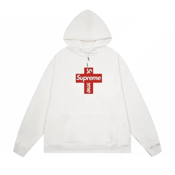 Худи Supreme демисезонное с капюшоном белое L (SUP02)