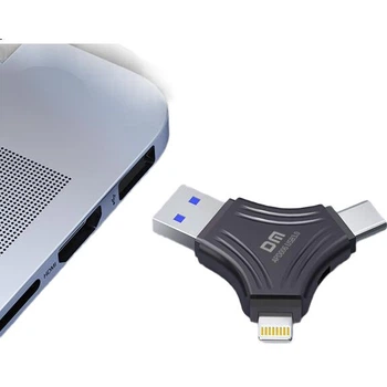 Флеш-накопичувач DM Damai 256 ГБ 3-в-1 з роз'ємом Lightning Type-C та USB 3.0 для Huawei Xiaomi Android Apple iPhone 15 iPhone 16 Комп'ютерний флеш-накопичувач APD006