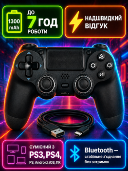 Джойстик бездротовий для телефона пк геймпад ігровий ps4 ps5 xbox блютуз для смартфона планшета ноутбука контроллер для iOS Android універсальний з USB кабель BS-350 OnePro 74043