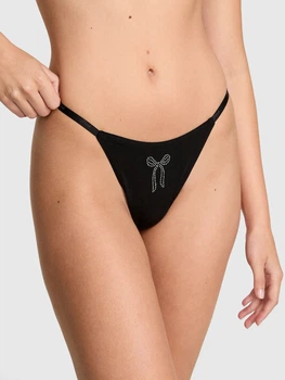 Трусики стринги женские хлопковые Victoria's Secret 90012207 M Черные (1161098742)