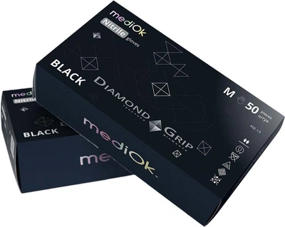 Перчатки нитриловые mediOk Diamond Grip размер 2XL 50 шт Черные (4820261010107)