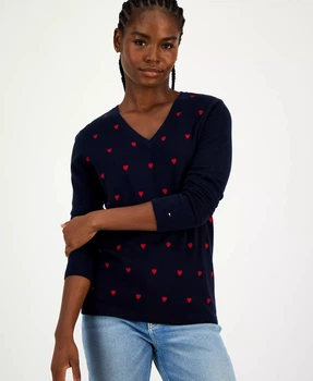 Женский лёгкий свитер Tommy Hilfiger 1159864383 (Синий/Красный XL)