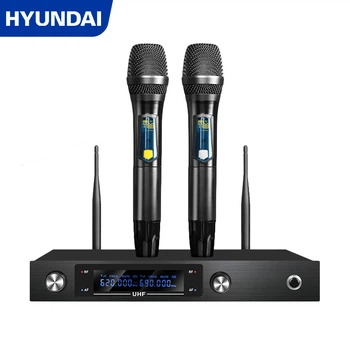 Беспроводные микрофоны HYUNDAI UHF для караоке и конференций, 2 шт