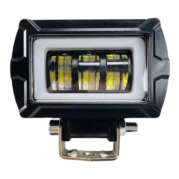 LED фара прямоугольная 25W с 3D линзой и СТГ, 12-80V (белый свет + ДХО, 1 шт.)
