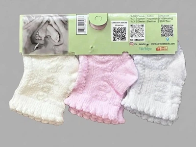 Набор хлопковых носков для новорожденных 0-6 месяцев Ажур Turkiz textil Разные цвета