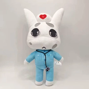 Мягкая игрушка Больница для животных Главная медсестра белый котик Animal Hospital Head Nurse Roblox 28 см