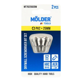 Набір біт з обмежувачем для гіпсокартону MOLDER, PH2x25мм, 2шт в блістері,