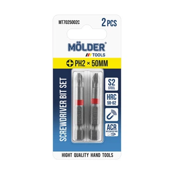 Набір біт MOLDER, PH2x50мм, 2шт в блістері (кольорове маркування)