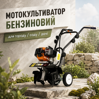 Бензиновий мотокультиватор BOXER BX-124 52 см³ 6500 об/хв ширина обробки 30 см 16 ножів мотокультиватор для розпушування ґрунту внесення добрив і підготовки ділянки до посадки рослин